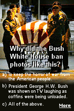 In 1989, television networks showed split-screen images of President George H.W. Bush joking with reporters on one side and a military honor guard unloading coffins from a military action that he had ordered in Panama on the other.